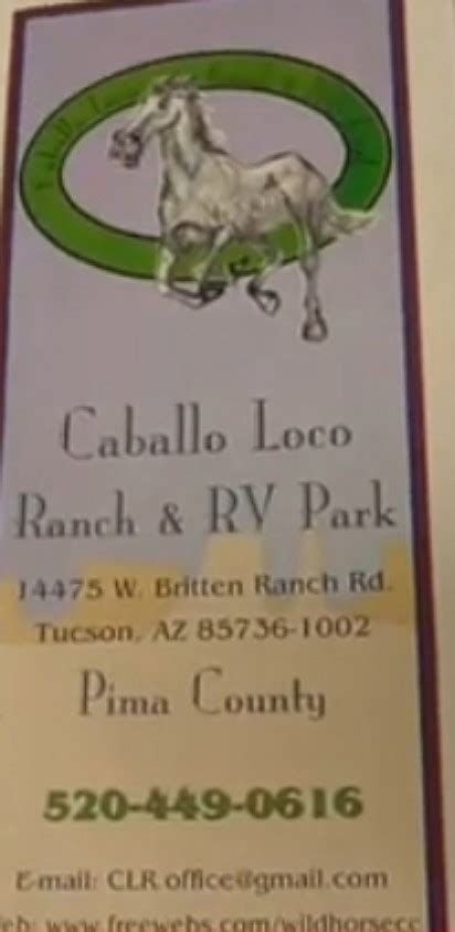 Caballo Loco Ranch information and amenities.